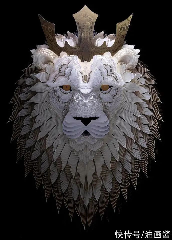 肖像#他把白纸玩到了极致,复杂精致的动物纸雕肖像,带给人强烈震撼