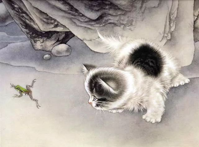 代表作品@米春茂笔下的猫,趣萌可爱,稚气童真