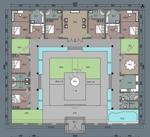 倒座房|3套适合新农村盖的中式合院，造价40万起，第2套大美