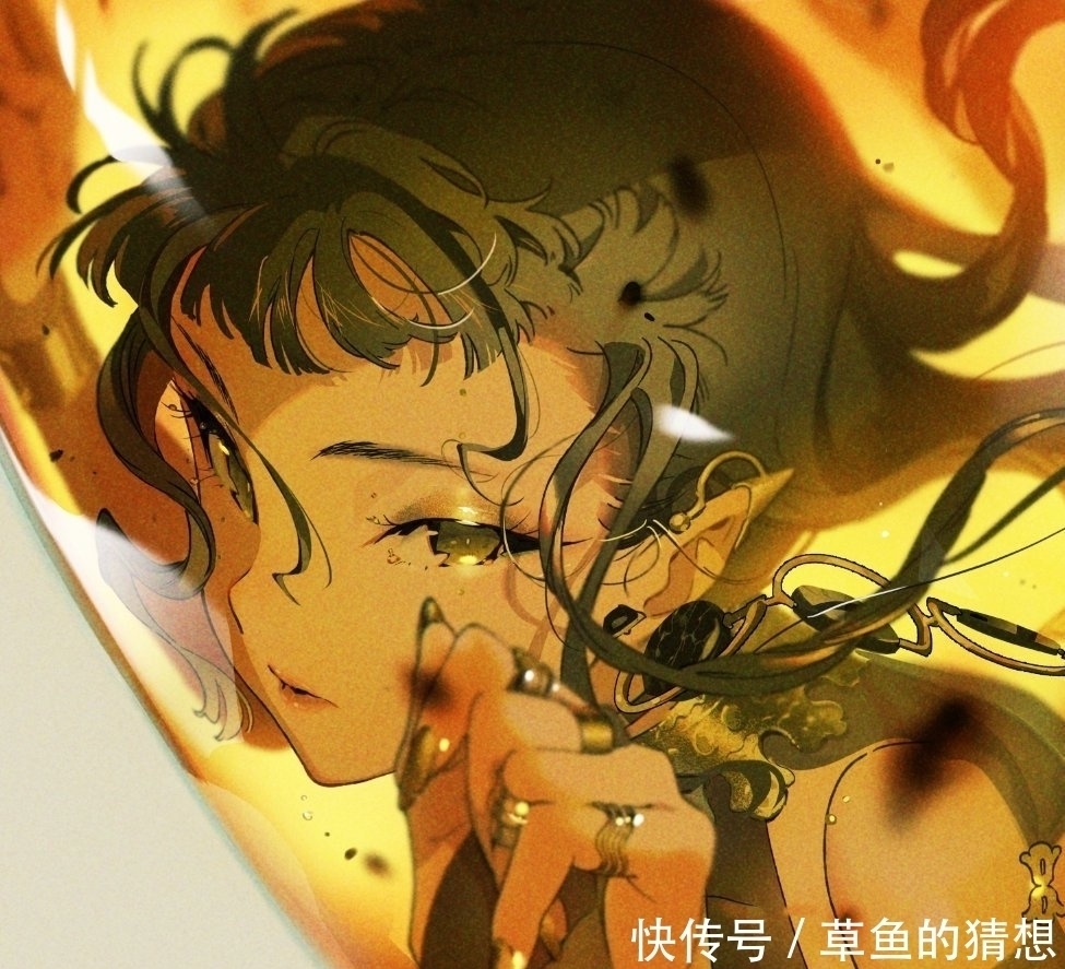 插画作品|插画里的脸部刻画,配色和元素绚美华丽,色彩让人很惊艳