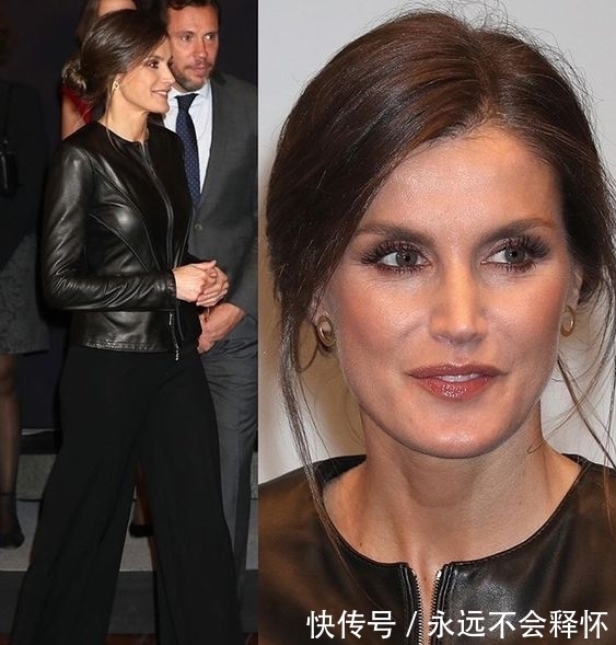 王后|西班牙王后“皮革”穿搭真时髦!粉色夹克搭九分裤,尽显高级范!