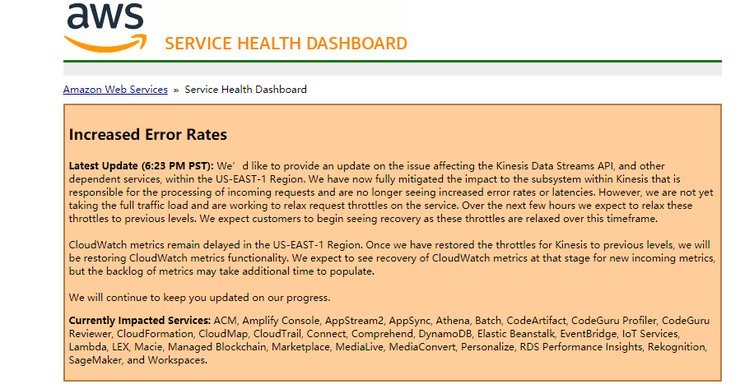公司|亚马逊云服务AWS崩了？一众互联网公司挂了！