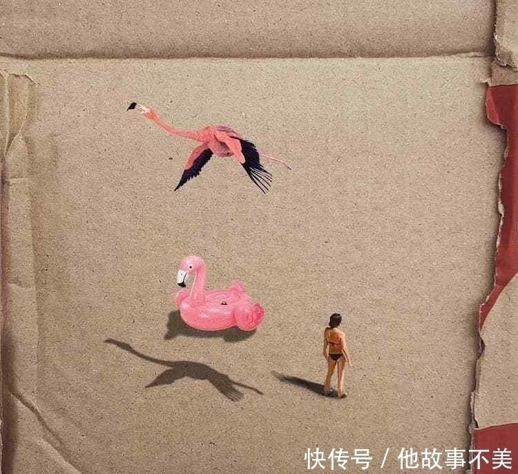 美的眼睛&她捡来几个“烂纸箱”，画上游泳的小人，瞬间变成了艺术品