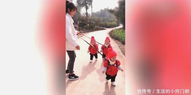 宝妈|家里生了三胞胎,出门就是这个样子,网友辛苦妈妈了!