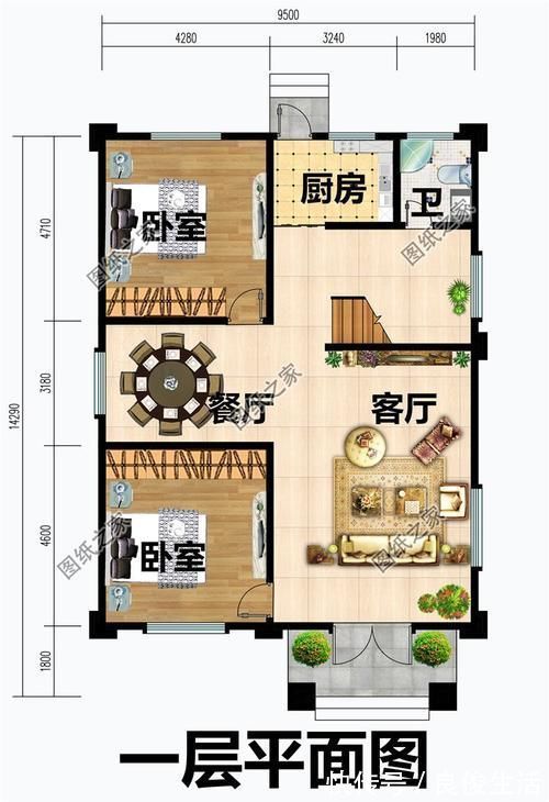 客厅|一楼商铺二三楼居住的三层住宅图，这是不是你要找的建房设计？
