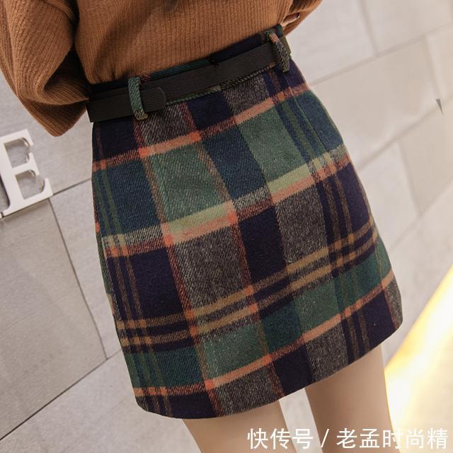 格子 春季最百搭的A字短裙,遮肉又显瘦,胖瘦MM都能穿
