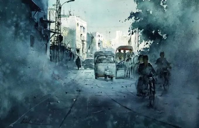 画面!极具美感的蓝绿水彩色调,如此画面,令人爱不舍手