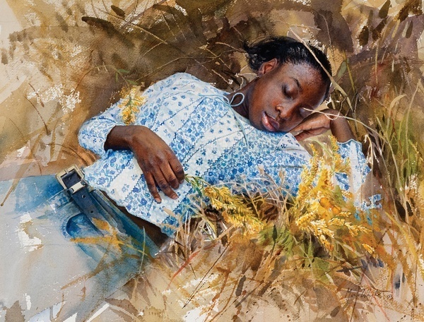 画标$美国水彩人物画家玛丽怀特:一张A4大小的水彩画标上万美元