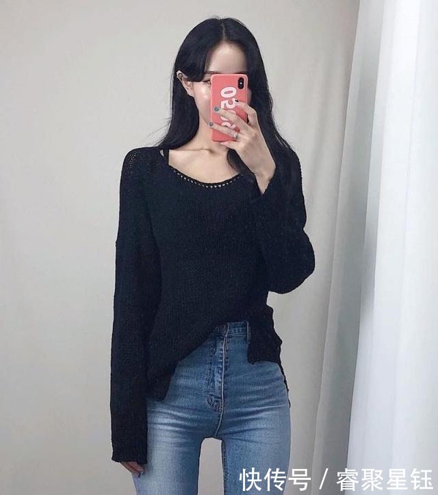 牛仔裤|牛仔裤和打底衫的美搭尽显年轻风采,很是温柔