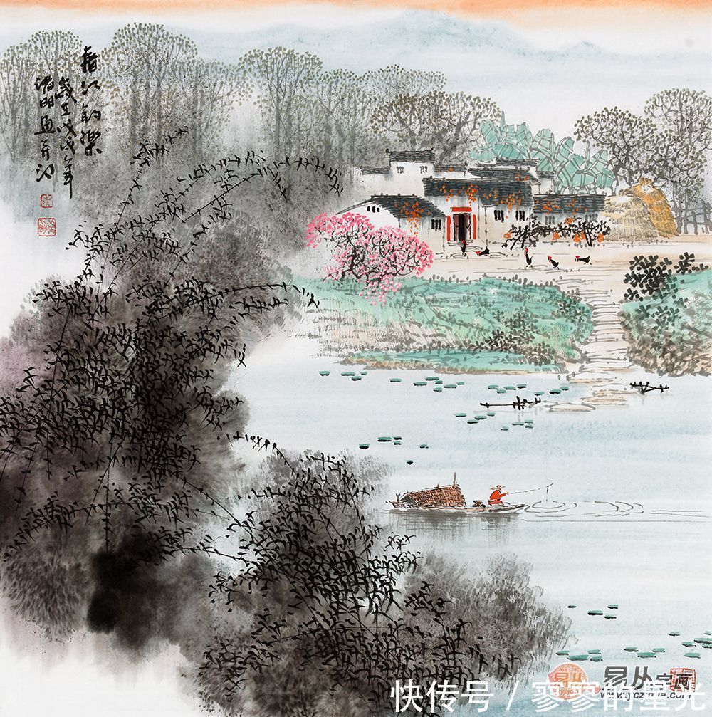 山水画!诸明山水画 画面传神而秀雅 经典地再现了江南水乡的艺术美感