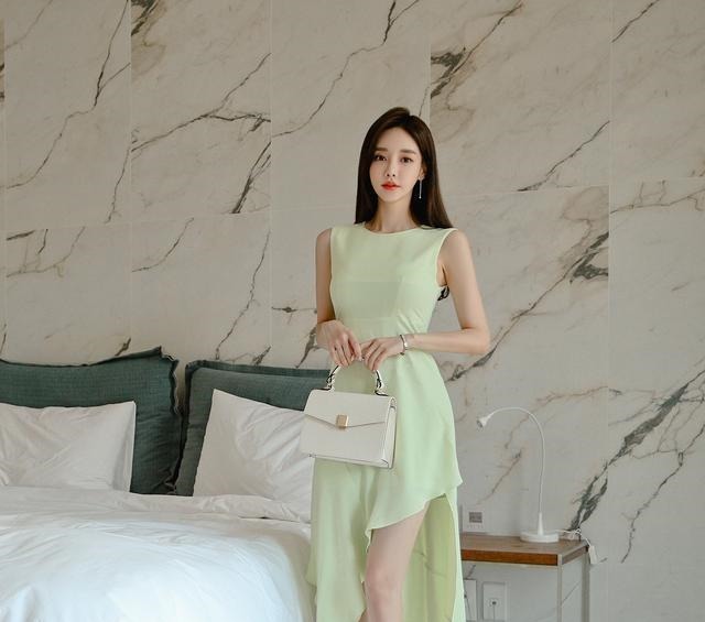 轻盈|孙允珠高清美图姜黄柠檬轻盈雅致仙幻及膝裙