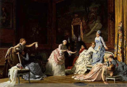 char#比利时绘画:画家查尔斯·巴格涅特典雅的淑女形象人物油画