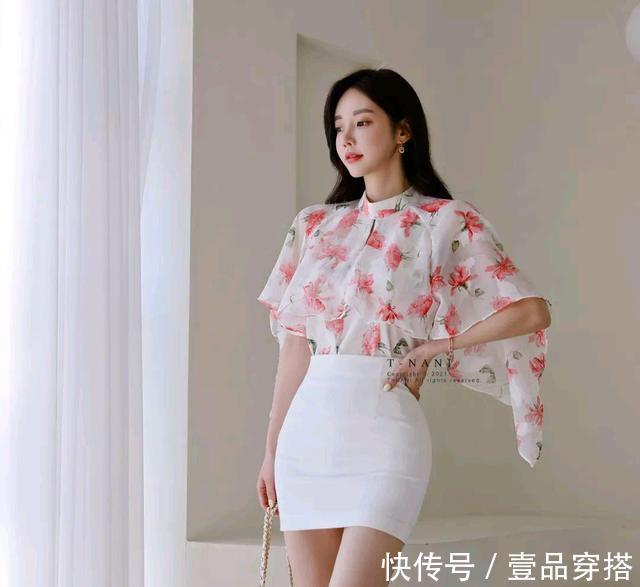 孙允珠|女神孙允珠高清时尚搭配:娇婷雨帘暮春水韵玫瑰蝶袖裙