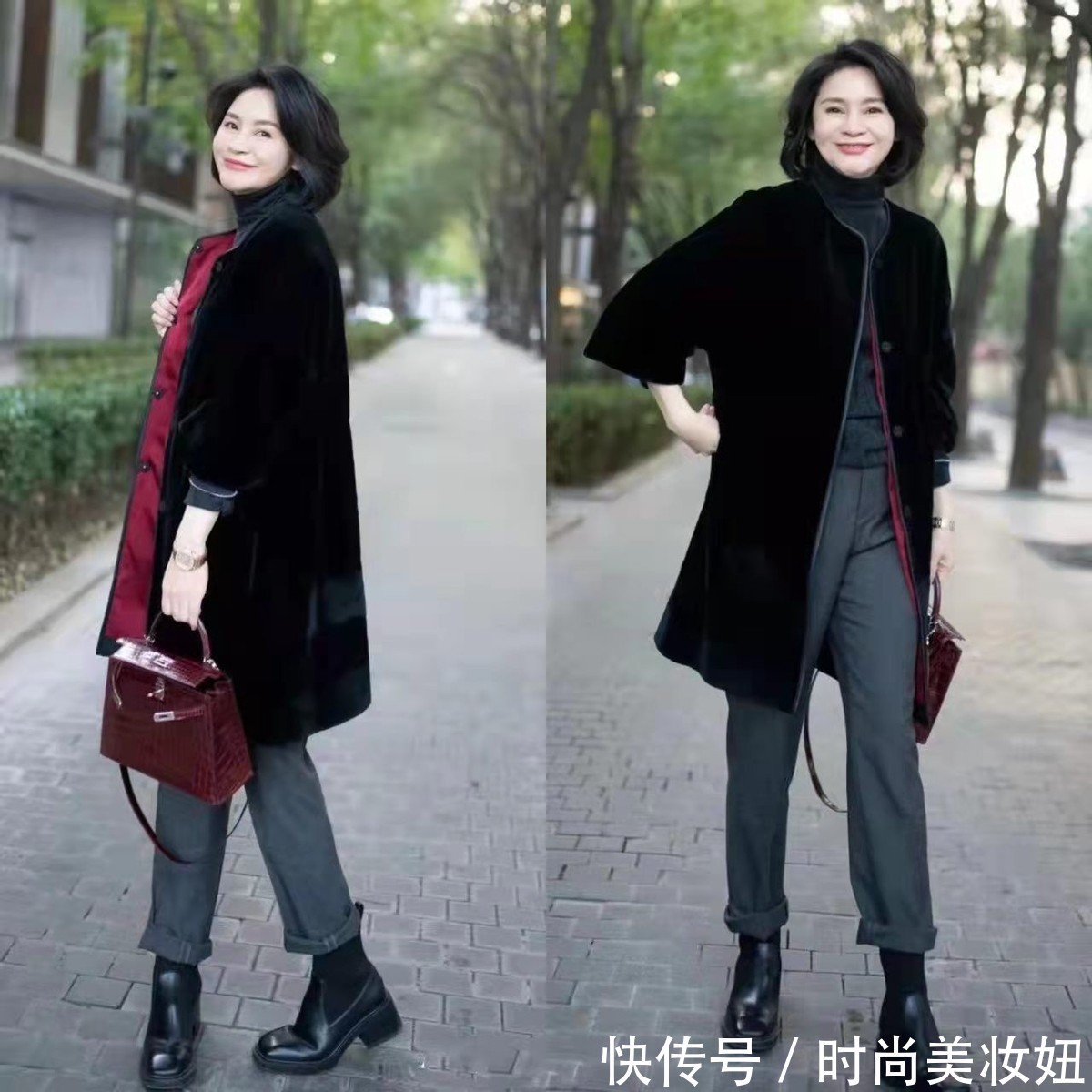 穿搭|见过世面的女人,大衣很少配打底裤,看50岁妈妈的搭配,高级大气