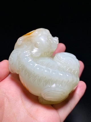 白玉!清 和田籽玉 脂白玉 独角兽