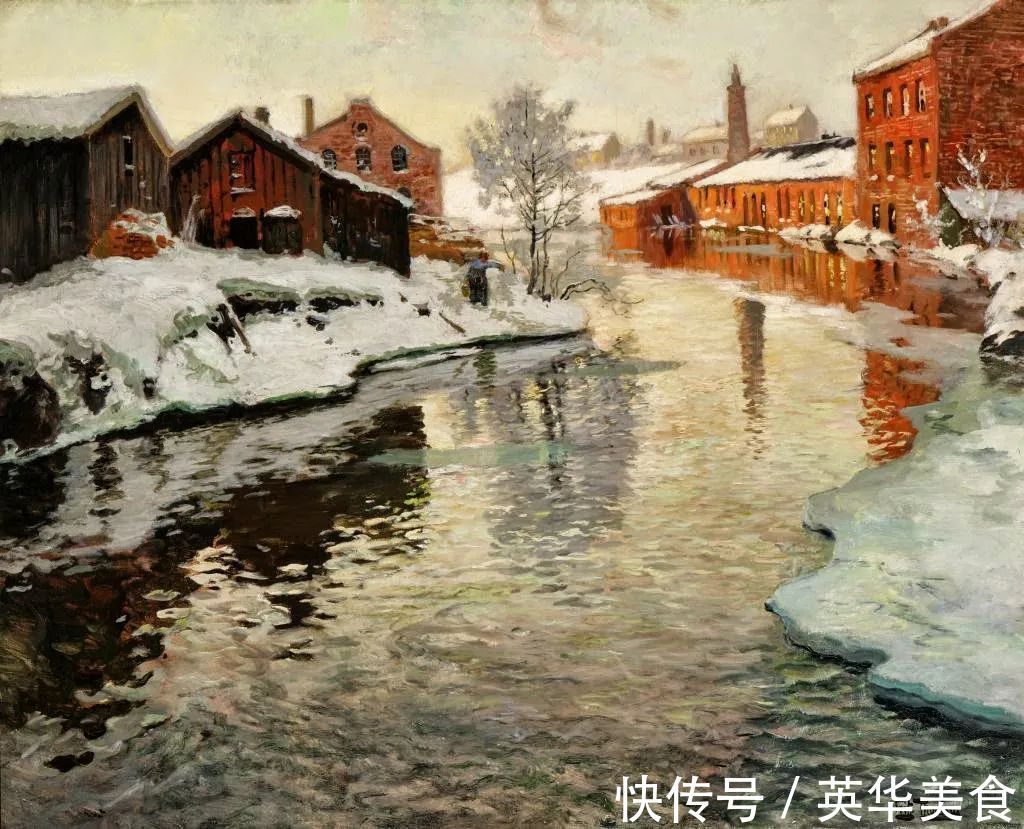 小溪|水与光的刻画,弗里茨的油画真是美妙至极