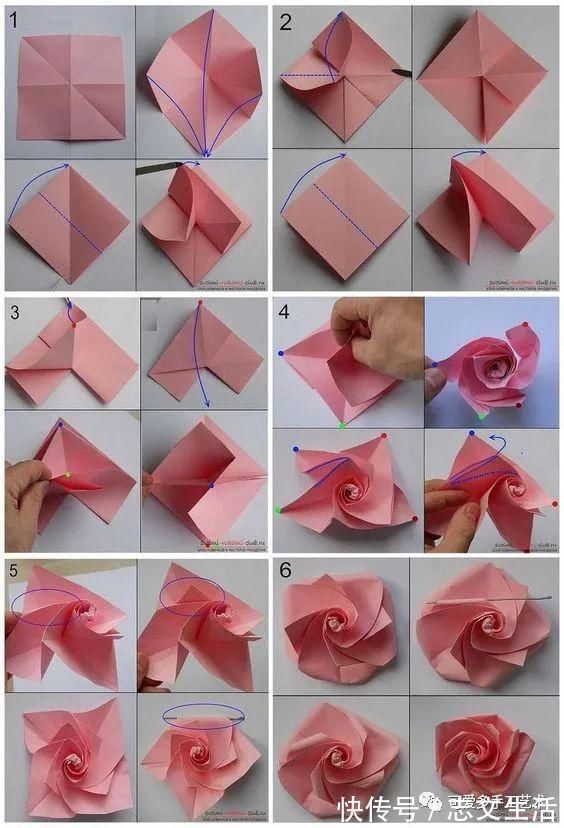 一张纸就能折的玫瑰，放几枝在家中，人见人夸！