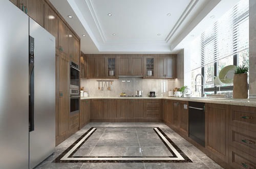 客厅|东北夫妻回乡建370㎡别墅,选胡桃木装中式,刚进门厅就被迷住