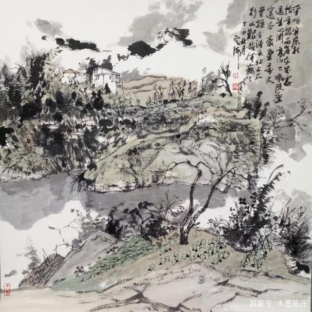山水画家!最讲笔墨构造的山水画家|白云乡水墨写生