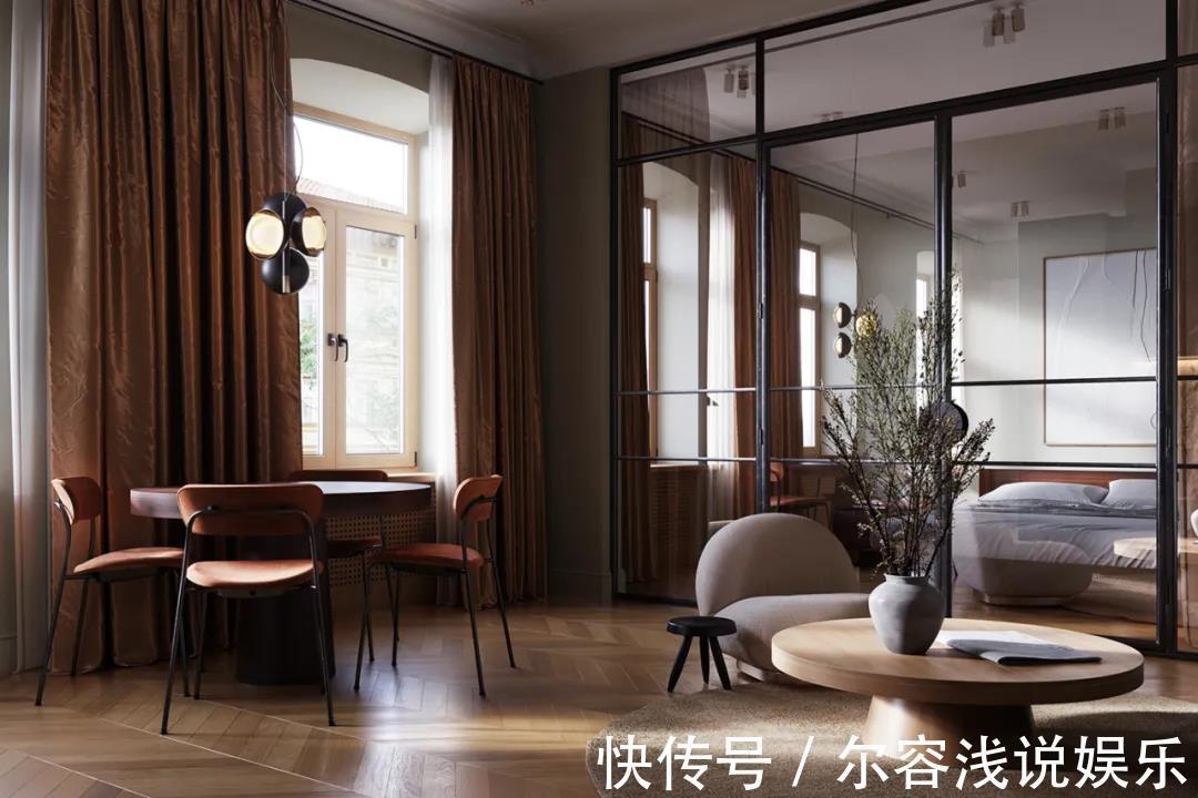 隔断|她买下48㎡小公寓,将墙全拆除,用玻璃做隔断,美翻