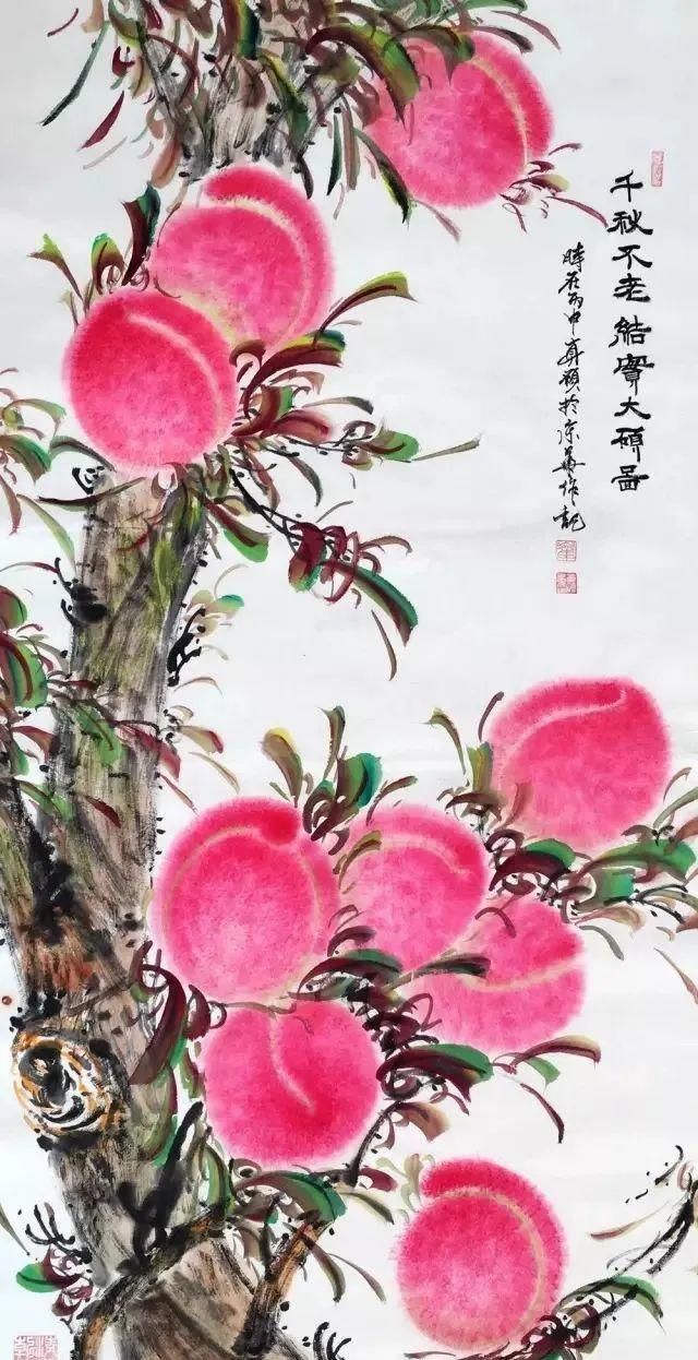 甜香|一起来欣赏国画里的蜜桃，娇艳溢甜香