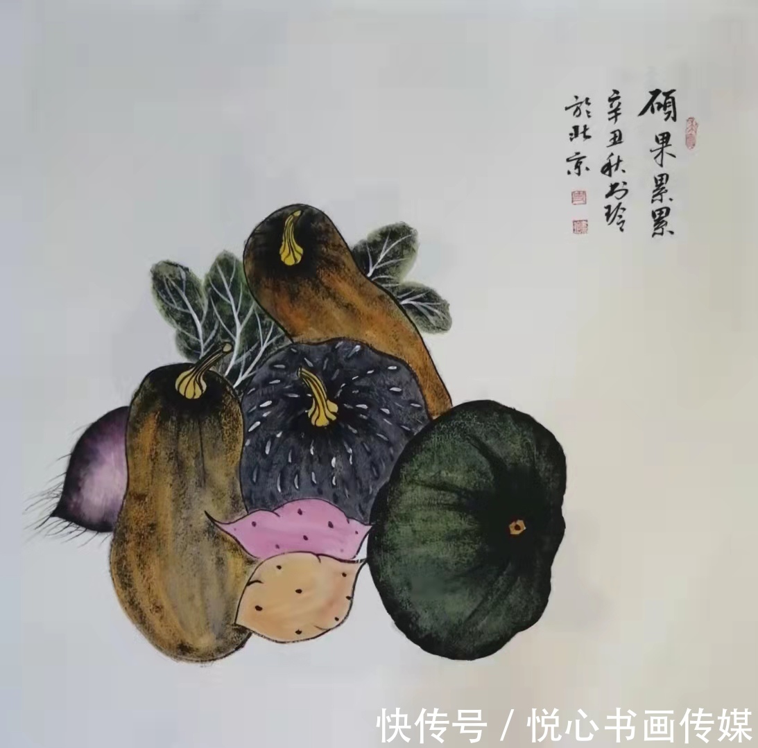 哈密瓜&河南省美协理事,著名瓜果画家史书玲国画作品欣赏