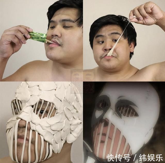 番茄酱|泰国小哥低成本cos,教你用一袋番茄酱cos艾伦,泡泡糖变战锤巨人