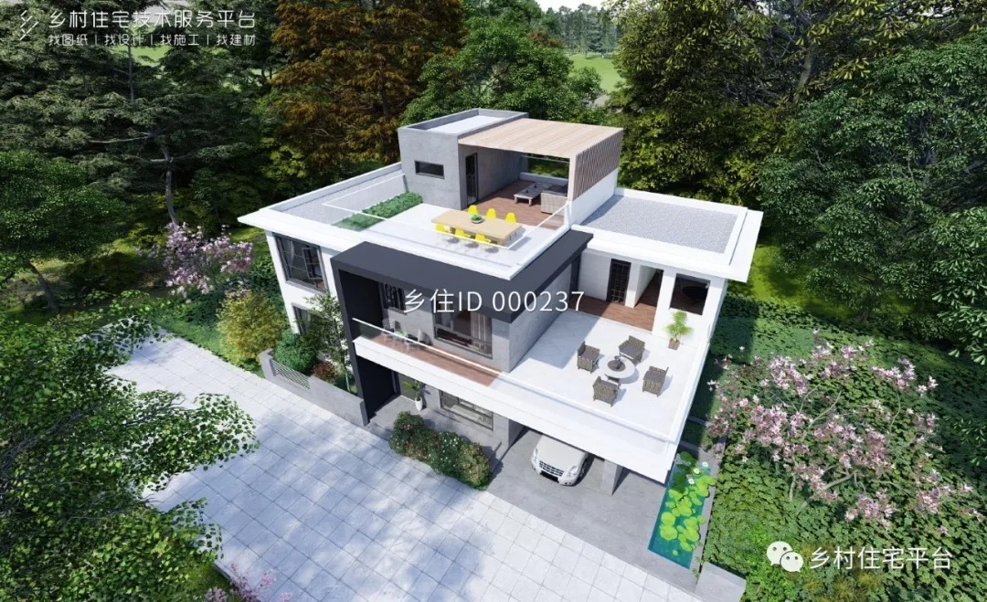 别墅|乡住免费图纸 面宽16.8m×进深10.5m 湖北襄阳三层现代风格别墅