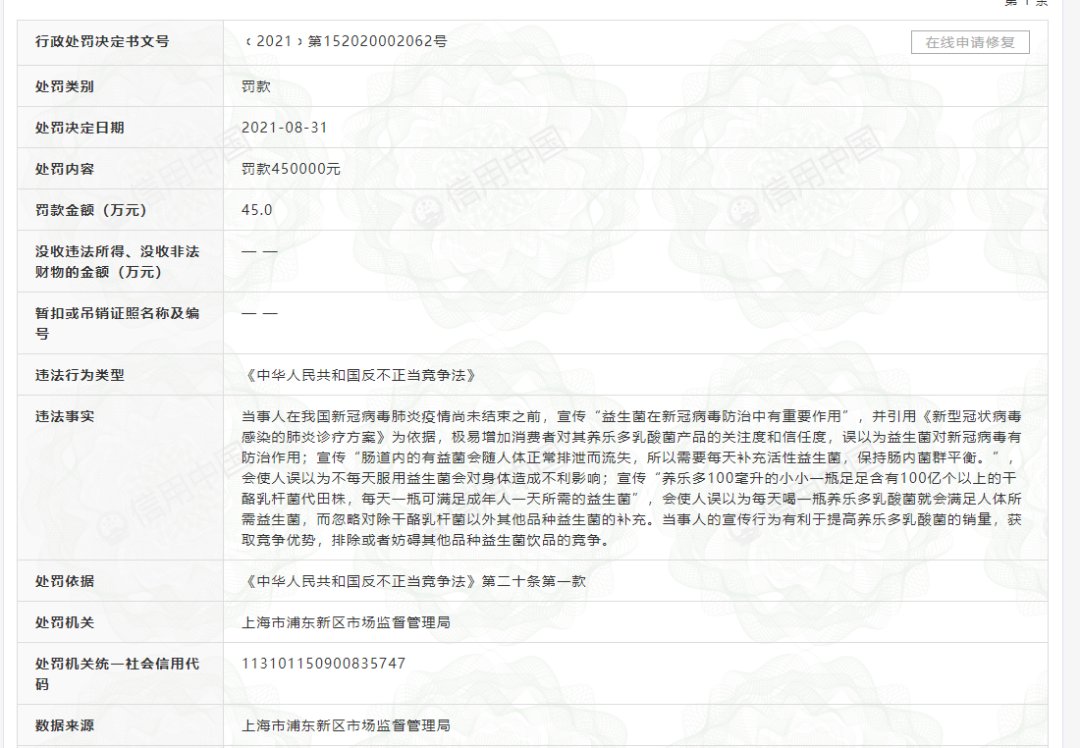 菌群平衡|养乐多因宣传益生菌在新冠病毒防治中有重要作用被罚45万元