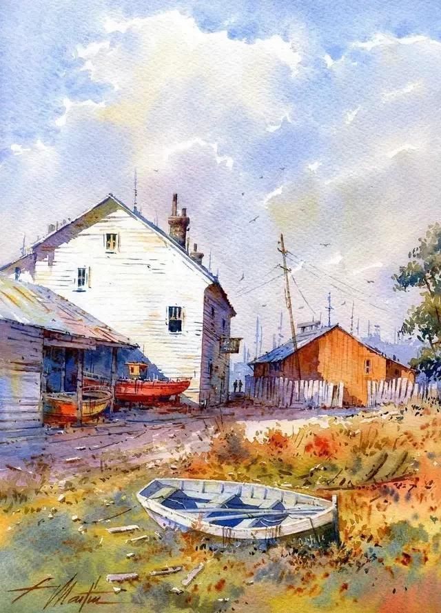 水色|西班牙艺术家的水彩风景画水色交融、生动自然,太迷人了