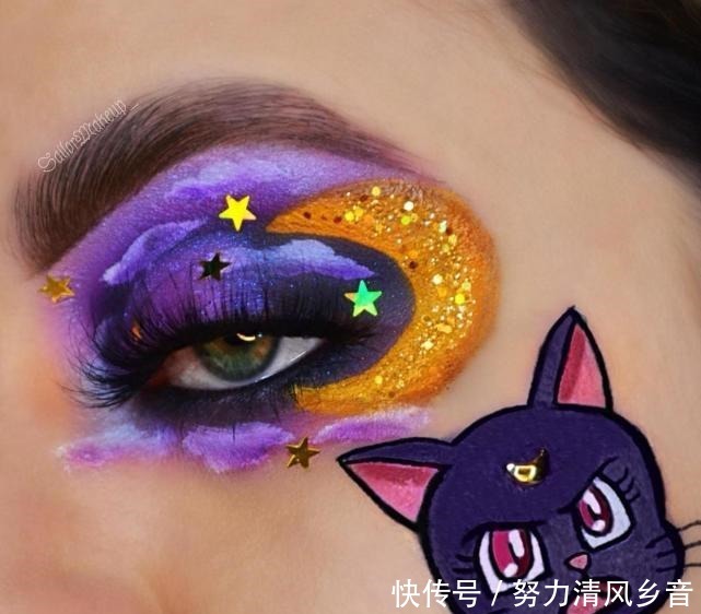 眼妆|把“动画人物”画在眼上，艾莎女王有创意，芭比粉的小樱竟这么美