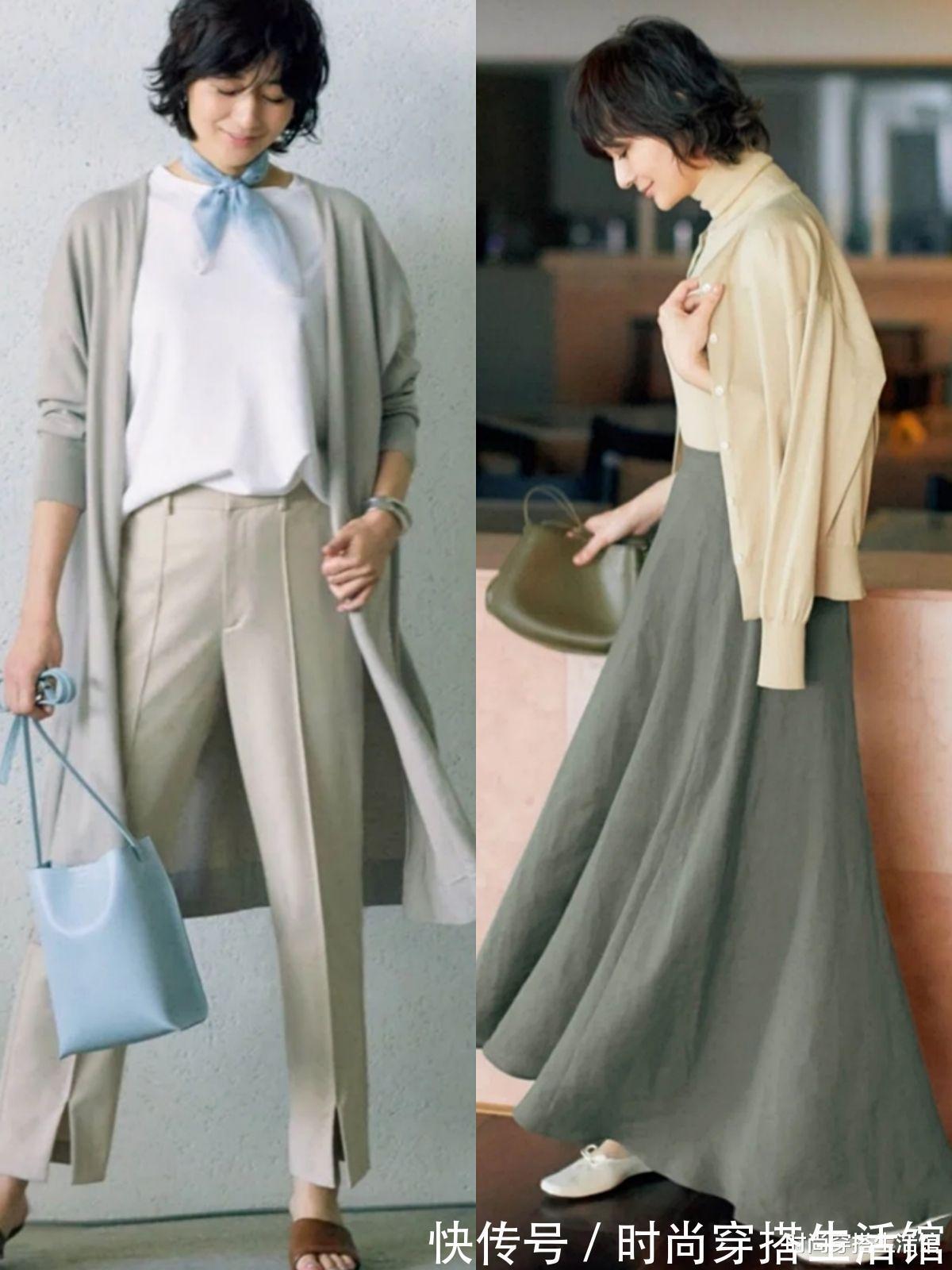 针织开衫|50岁左右的女人秋天怎么穿？这几个搭配技巧，不仅简单还很有气质