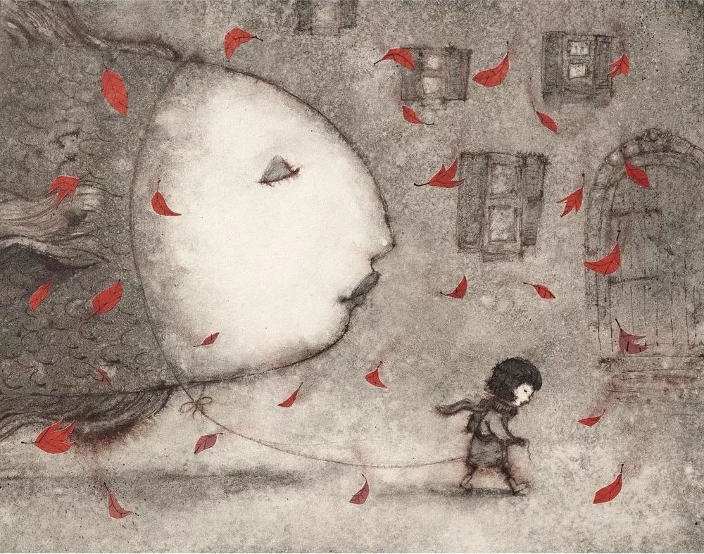 治愈插画$治愈插画:童年,像一个流丽繁复的梦