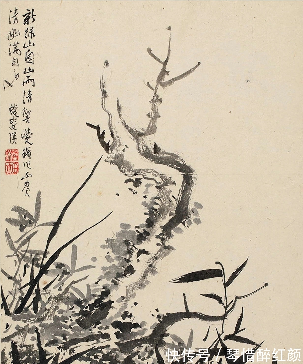 蓝瑛&蓝瑛12张《兰竹石图》,花鸟画最经典的课徒稿