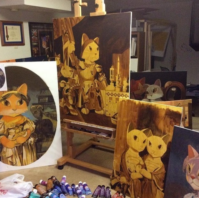 猫咪#艺术家笔下的猫咪“入侵”世界名画,萌到让人尖叫!