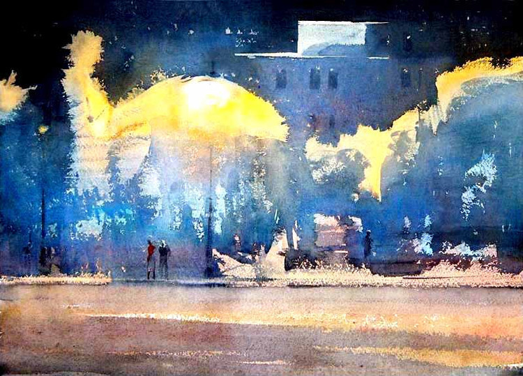 水彩画#美轮美奂!俄罗斯艺术家特梅雷夫的水彩都市景观画