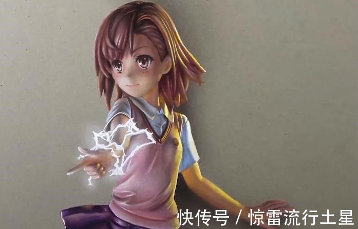 绘画|大佬纸上绘画成实物,3D炮姐活跃在纸上,贴在墙上就是手办浮空