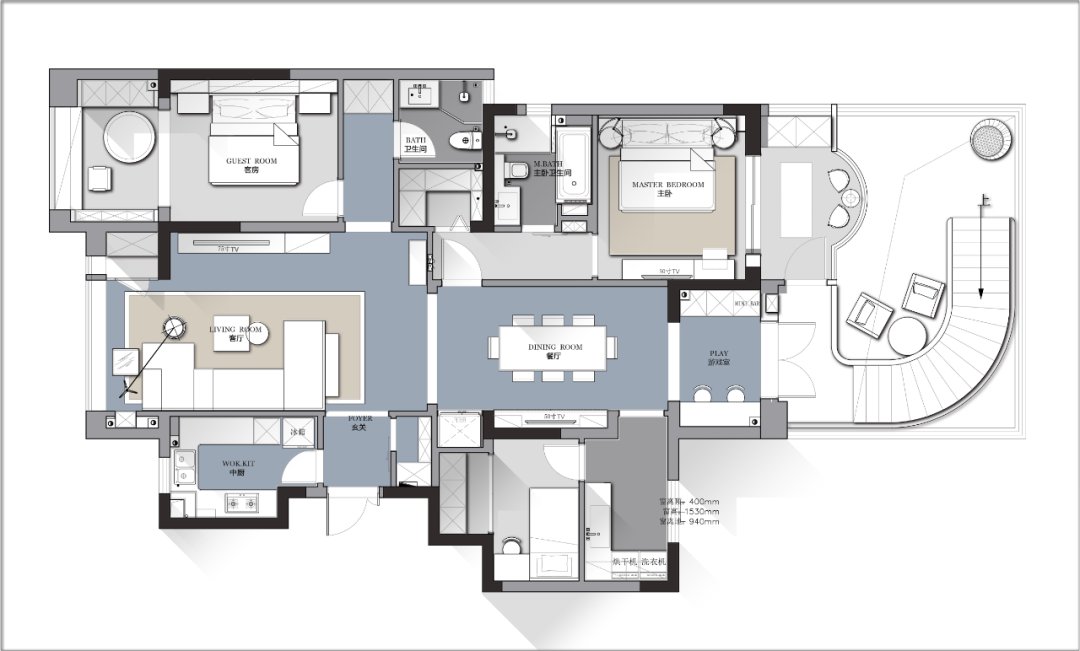 天花|360㎡现代轻奢,有琴房、有舞蹈室,还有独特的楼梯,设计很情趣