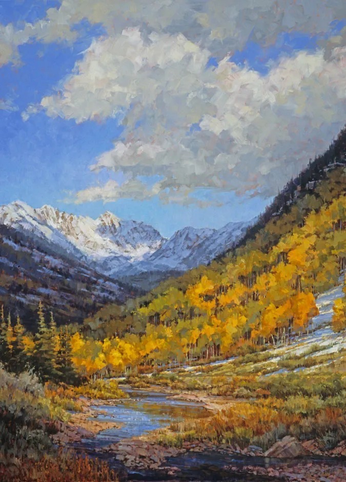 油画&她的风景油画清新自然，浪漫且又淳朴