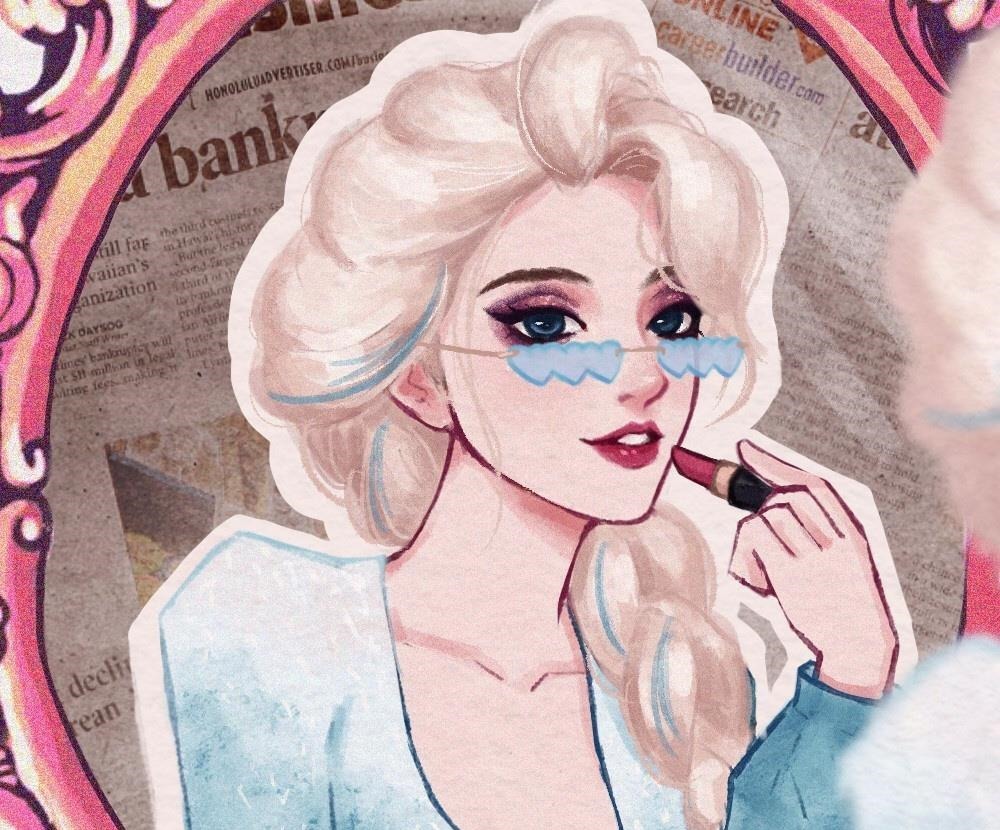 画师|迪士尼公主化身时尚宠儿,全员墨镜风格,乐佩公主气质提升