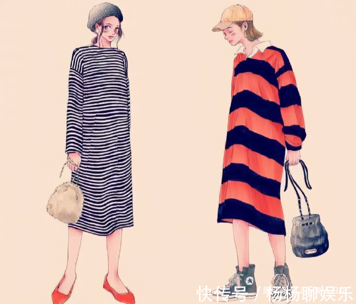 阔腿裤|又被日本“手绘穿搭”惊到，从配色到搭配，怎么如此好看和时髦