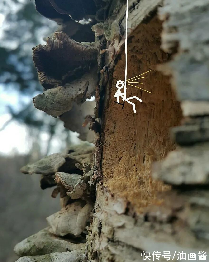 场景$他的手有“魔法”，在照片上随便涂鸦几笔，整个场景就生动起来