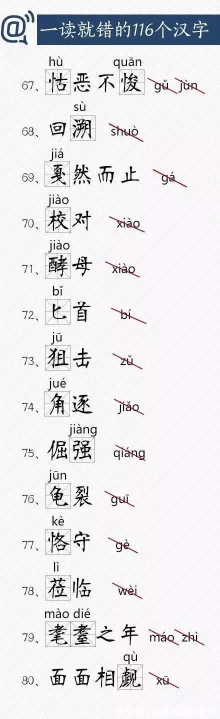 读音|一读就错的116个汉字，快把正确读音教给孩子!