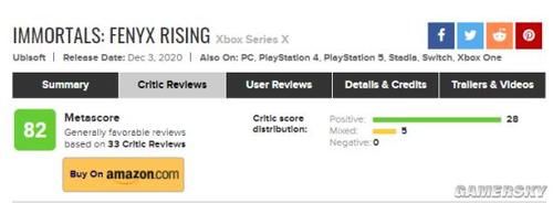 Metacritic|XSX版《渡神纪：芬尼斯崛起》Metacritic媒体评分82分：大多数为好评