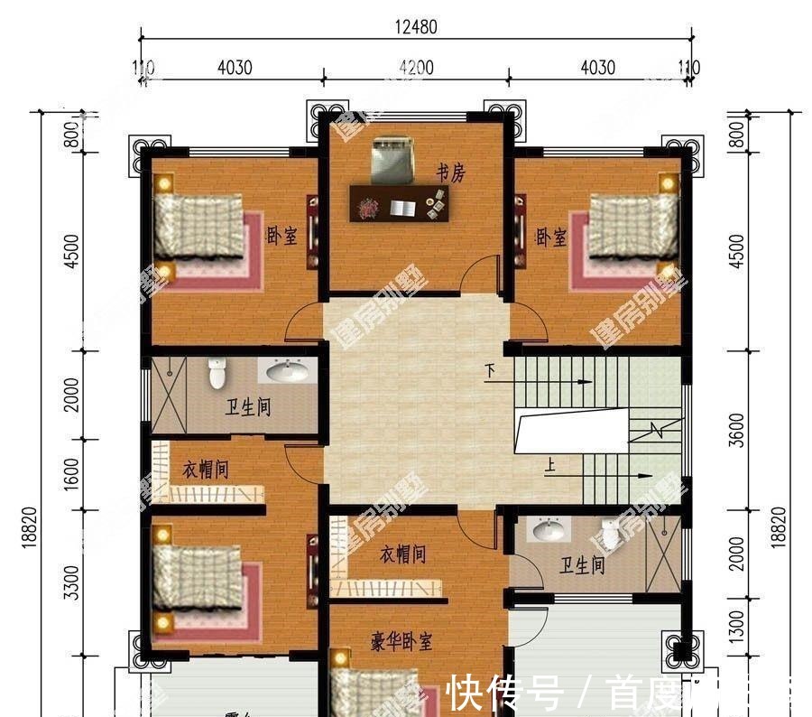 主卧室|建在江苏农村的两栋别墅户型,第二栋是当之无愧的豪宅!