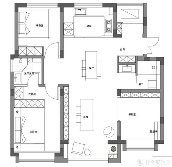 卧室床|大学教授120㎡坚持去客厅化之家，全屋书香雅韵，美不胜收，晒晒