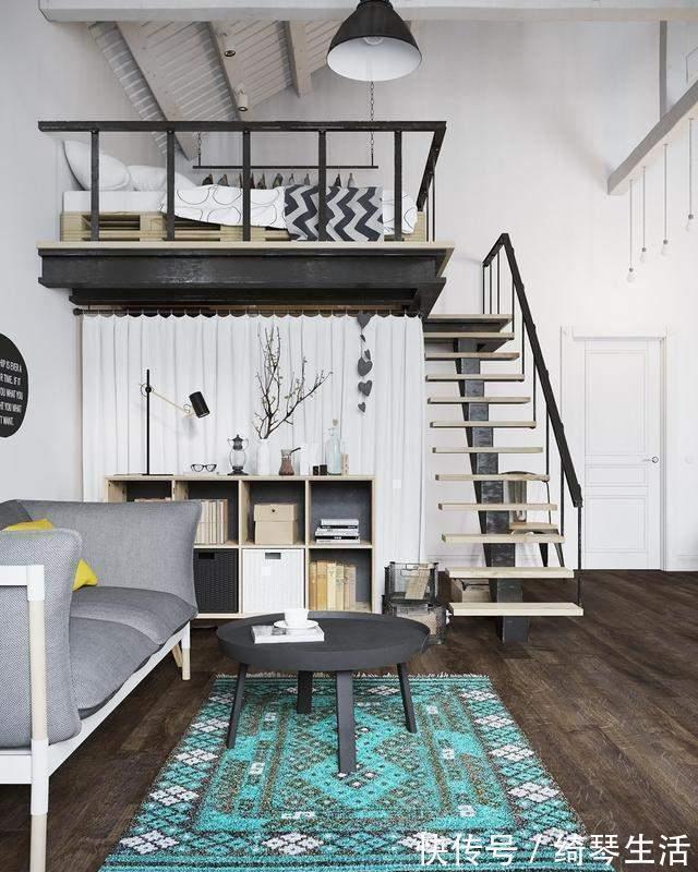 男主|男主40㎡一居改loft:床下藏个衣帽间,全屋黑白灰太高级了!