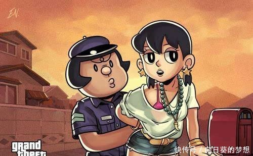 老大|哆啦A梦中主角们变成“黑帮大佬”,静香穿比基尼,小夫变成老大