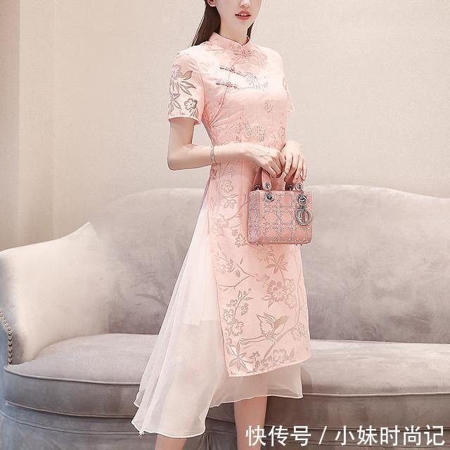 绣花 今年流行的改良版旗袍裙,不用担心老土!反之款款时尚甜美又气质