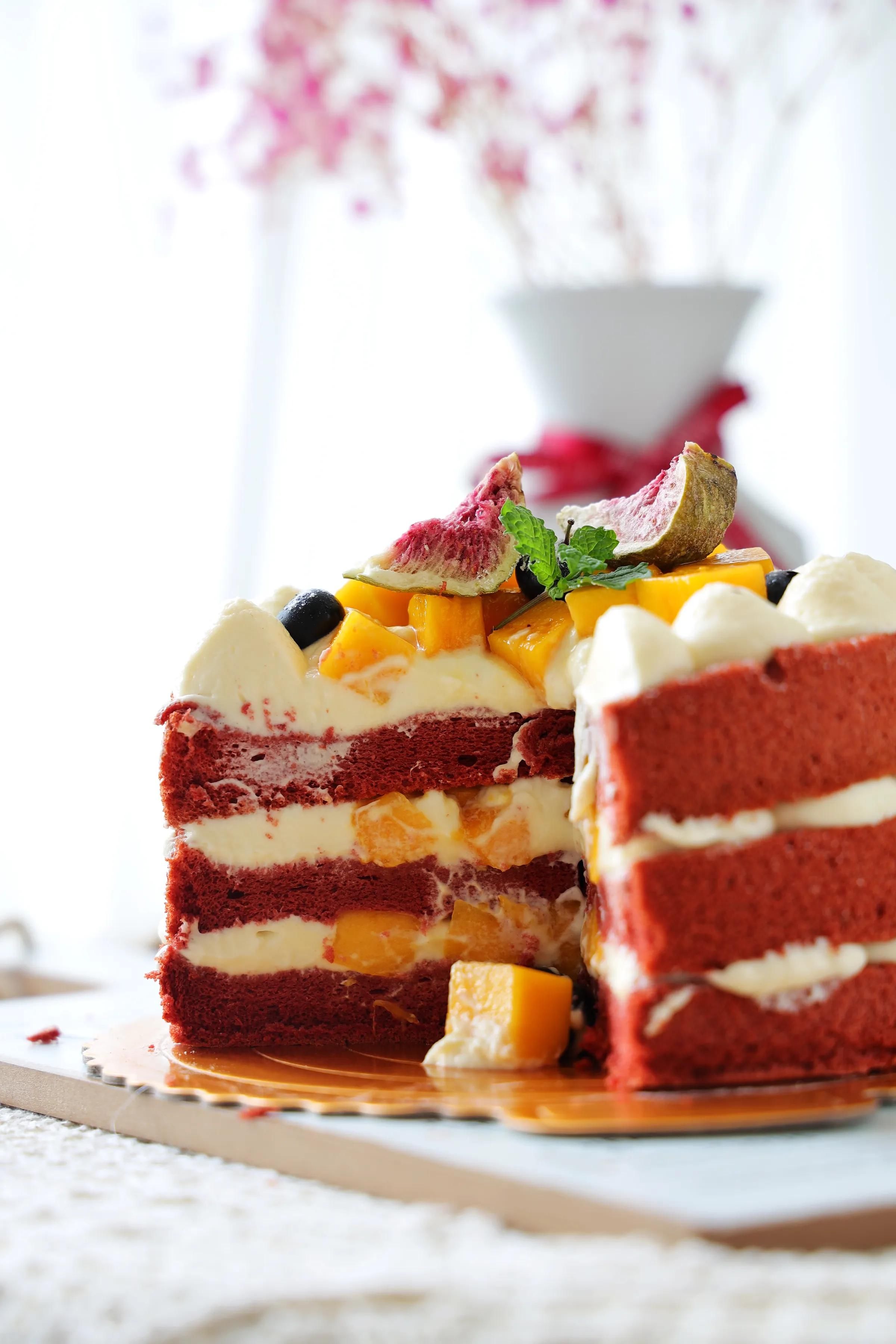 红曲粉|一定要学会这个简单的裸蛋糕，比外面200多买的好吃更健康